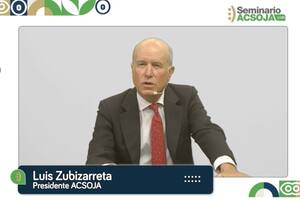El presidente de Acsoja, Luis Zubizarreta, durante su discurso de apertura del seminario organizado por la entidad
