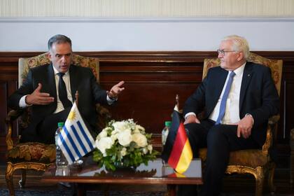 El presidente de Alemania, Frank-Walter Steinmeier, a la derecha, y el mandatario de Uruguay, Yamandu Orsi, durante una reunión en Montevideo (Archivo).
