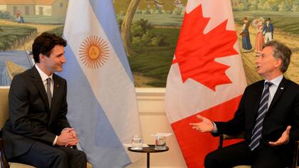 El presidente de Canadá, Justin Trudeau, y Mauricio Macri