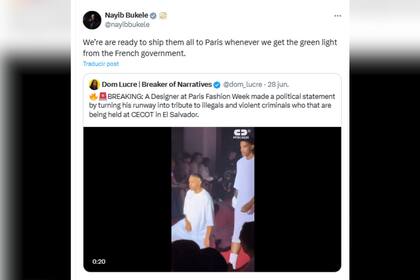 El presidente de El Salvador reaccionó a la performance en la Fashion Week de París