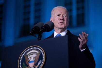 El presidente de Estados Unidos, Joe Biden, pronuncia un discurso sobre la guerra rusa en Ucrania en el Castillo Real de Varsovia, Polonia, el 26 de marzo de 2022.