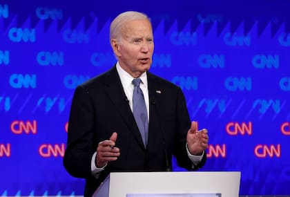 El presidente de Estados Unidos, Joe Biden, pronuncia un discurso durante el debate presidencial