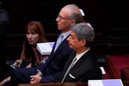 El presidente de la Corte, Horacio Rosatti, junto al vicepresidente del tribunal, Carlos Rosenkrantz, durante la apertura de sesiones ordinarias del Congreso