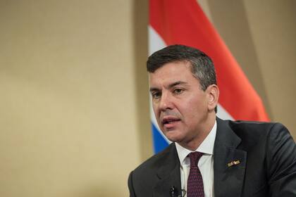 El presidente de Paraguay, Santiago Peña, durante una entrevista en Madrid. (Jesús Hellín - Europa Press)