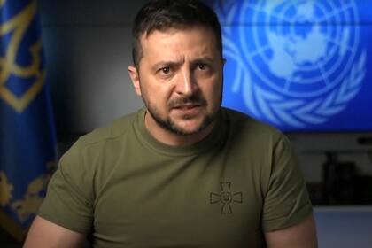 El presidente de Ucrania, Volodimir Zelensky, habla en la ONU