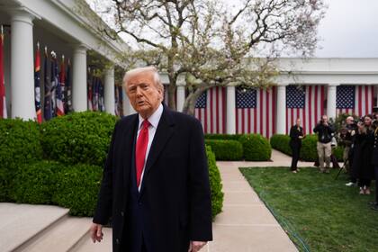 El presidente Donald Trump, en la Rosaleda de la Casa Blanca, en Washington, el 2 de abril de 2025. (AP/Evan Vucci)