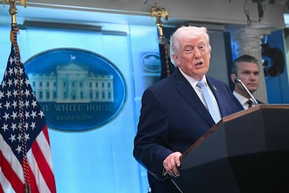 El presidente Donald Trump, en la sala de prensa de la Casa Blanca.