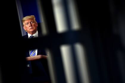 El presidente Donald Trump, en una de sus conferencias de prensa desde la Casa Blanca