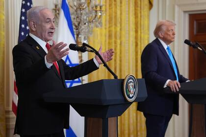 El presidente estadounidense Donald Trump y el primer ministro israelí Benjamin Netanyahu en conferencia de prensa en la Casa Blanca en Washington el 4 de febrero del 2025.