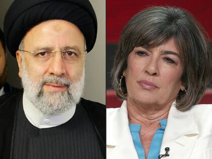 El presidente iraní, Ebrahim Raisi, y la periodista iraní, Christiane Amanpour (Ludovic MARIN and Frederick M. Brown / AFP)