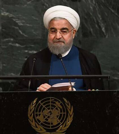 El presidente de Irán, Hassan Rohani, en el recinto de la ONU
