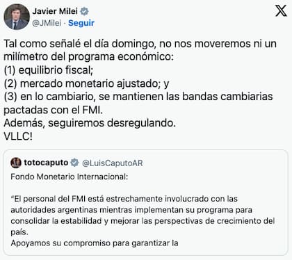El presidente Javier Milei aseguró que no se moverá “ni un milímetro” del programa económico