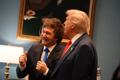 El presidente Javier Milei con su par estadounidense Donald Trump en la Oficina Oval de la Casa Blanca