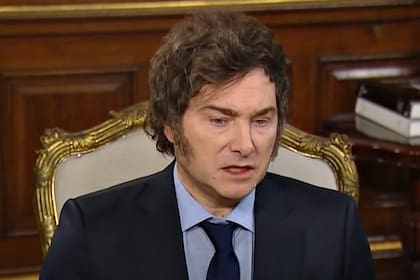 El presidente Javier Milei durante la entrevista