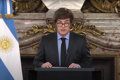 El presidente Javier Milei durante la presentación del Presupuesto 2026 por cadena nacional