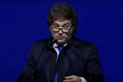 El presidente Javier Milei durante su discurso en la Fundación Faro