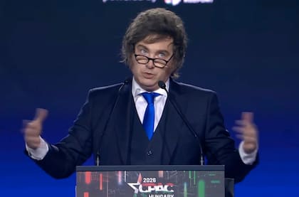 El presidente Javier Milei durante su discurso en Budapest