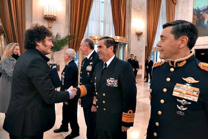El presidente Javier Milei, en el encuentro del viernes último con las Fuerzas Armadas