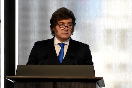 El presidente Javier Milei en el nuevo edificio del JP Morgan Chase, sobre Park Avenue, en Nueva York, durante el inicio del Argentina Week