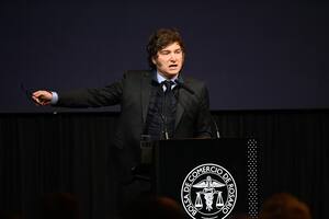 El presidente Javier Milei en la Bolsa de Comercio de Rosario