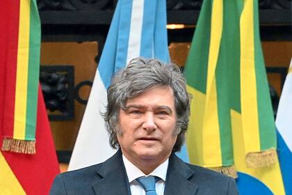 El presidente Javier Milei, en la cumbre del Mercosur.