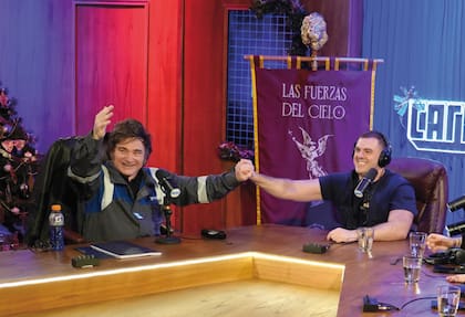 El presidente Javier Milei junto a Daniel Parisini, alias “el Gordo Dan"