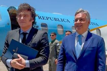 El presidente Javier Milei, junto al gobernador Martín Llaryora, en Córdoba