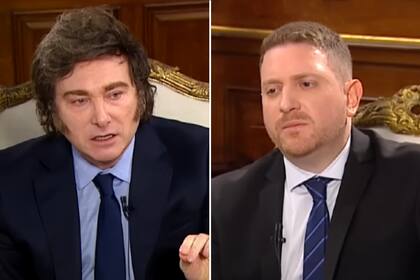 El presidente Javier Milei junto al periodista Jonatan Viale