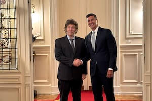 El Presidente Javier Milei recibe en Casa Rosada al Presidente de la República del Paraguay, Santiago Peña, el 14 de febrero de 2024.