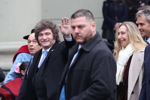 El Presidente Javier Milei rumbo al tedeum
