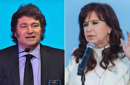 El presidente Javier Milei y la expresidenta Cristina Kirchner