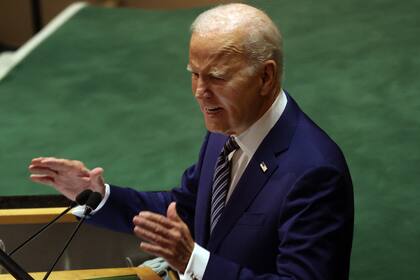 El presidente Joe Biden, ante la Asamblea General de la ONU, en Nueva York. (SPENCER PLATT / GETTY IMAGES NORTH AMERICA / Getty Images via AFP)