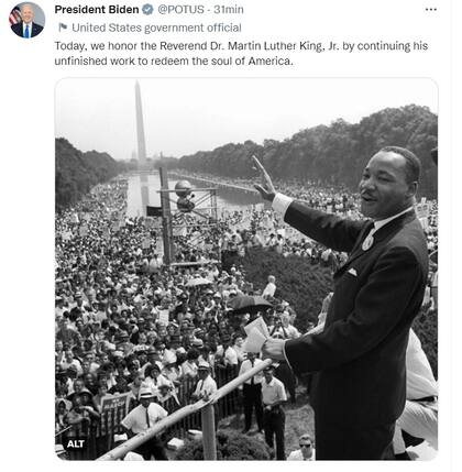 El presidente Joe Biden recordó a Martin Luther King