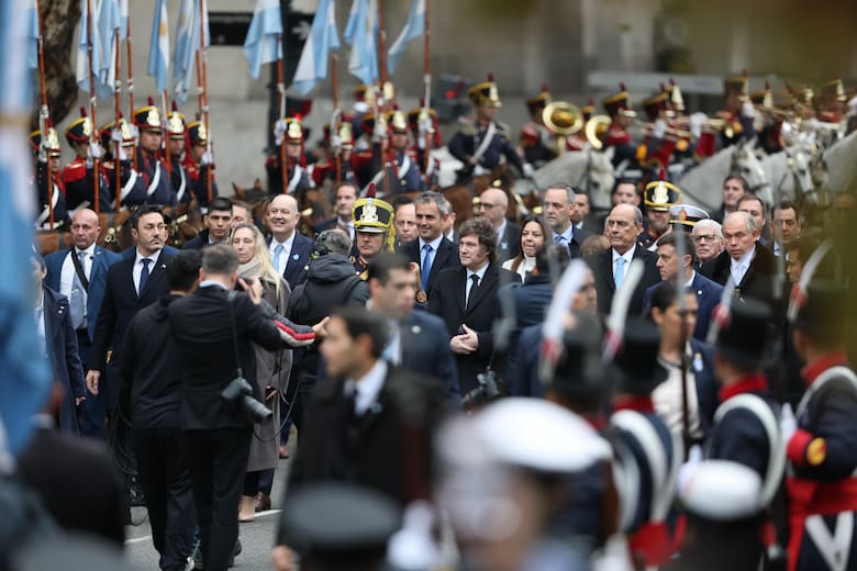 El Presidente llegó a la Catedral Metropolitana junto a su Gabinete pero sin Villarruel.
Fabián Marelli - LA NACION