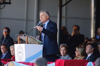 Mauricio Macri en uno de los actos en la Rural