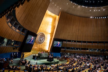 El presidente norteamericano, Donald Trump, se dirige a la 80ª sesión de la Asamblea General de las Naciones Unidas, el 23 de septiembre de 2025, en la sede de la ONU