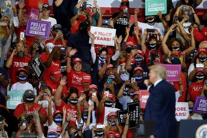 El presidente norteamericano Donlad Trump en un acto de campaña en una fábrica en Henderson, Nevada, en las afueras de Las Vegas