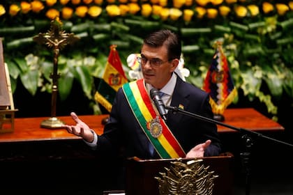 El presidente Rodrigo Paz antes de su discurso inaugural
