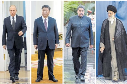 El presidente ruso, Vladimir Putin: el chino Xi Jinping, el venezolano Nicolás Maduro y Ali Khamenei, líder supremo de Irán