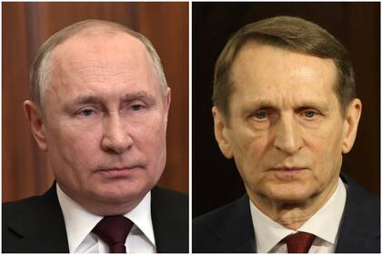 El presidente Vladimir Putin y el director del Servicio de Inteligencia Exterior, Sergei Naryshkin.