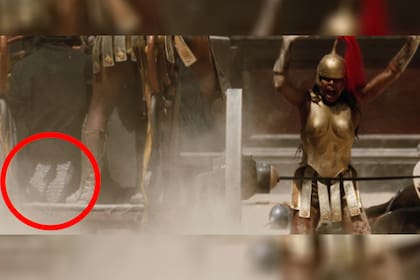 El primer error en una escena de Gladiador: se alcanzan a ver las suelas de un par de zapatillas