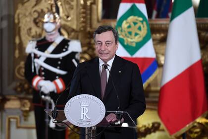 El primer ministro designado de Italia, Mario Draghi, después de asumir