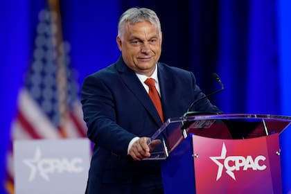 El primer ministro húngaro, Viktor Orban, habla en la Conferencia de Acción Política Conservadora.  (AP Foto/LM Otero)