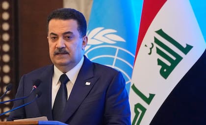 El primer ministro iraquí, Mohammed Shia al-Sudani, habla durante un acto en Bagdad (Archivo)
