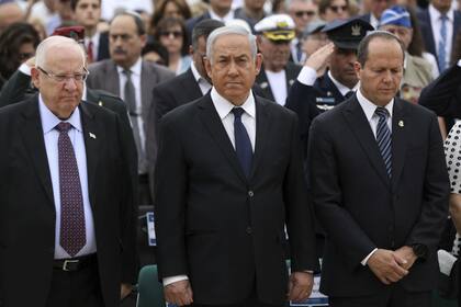 El primer ministro israelí en el Día de Conmemoración del Holocausto en Jerusalén.