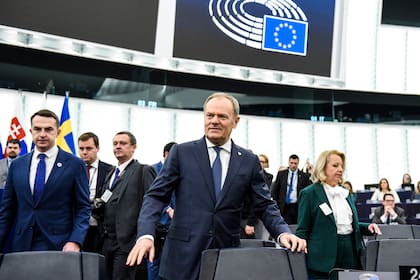 El primer ministro polaco Donald Tusk en la sede del Parlamento Europeo en Estrasburgo (Archivo)