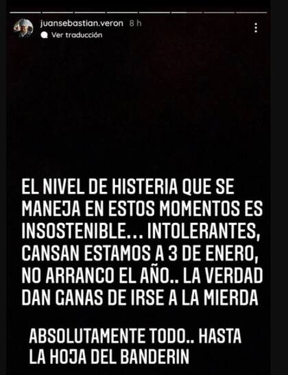 El primer posteo de Juan Sebastián Verón en Instagram