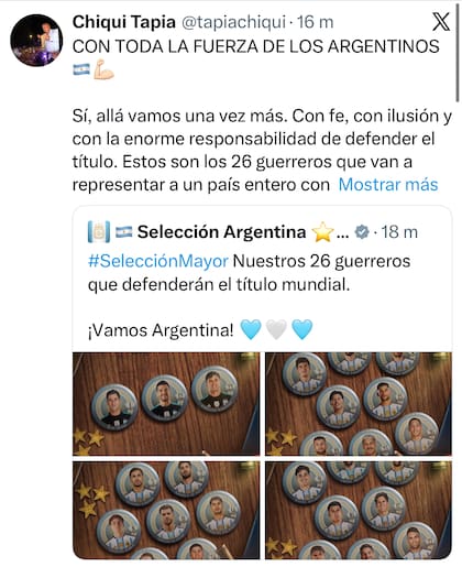 El primer posteo de Tapia tras el anuncio