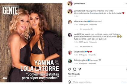 El primer posteo que realizó Yanina Latorre en el feed de su nueva cuenta de Instagram fue la tapa de Gente que compartió con su hija Lola por el día de la madre