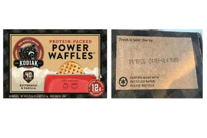 El primer producto afectado es el Kodiak Power Waffles Buttermilk and Vanilla